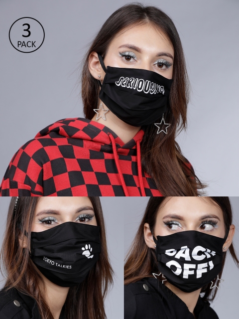 Tokyo Talkies Women 3 Pcs 2-Ply Printed Reusable Anti-Pollution Cotton Masks, Black
Tokyo Talkies Women 3 Pcs 2-Ply Printed Reusable Anti-Pollution Cotton Masks, Black