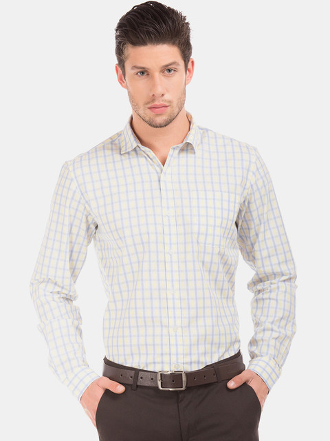 Excalibur Men Yellow & Grey Regular Fit Checked Formal Shirt 
Excalibur Men Yellow & Grey Regular Fit Checked Formal Shirt