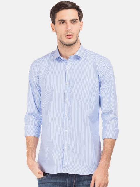 Excalibur Men Blue Slim Fit Striped Casual Shirt