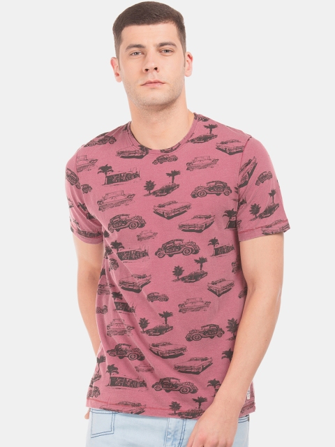 Cherokee Men Red & Black Printed Round Neck Slim Fit T-shirt