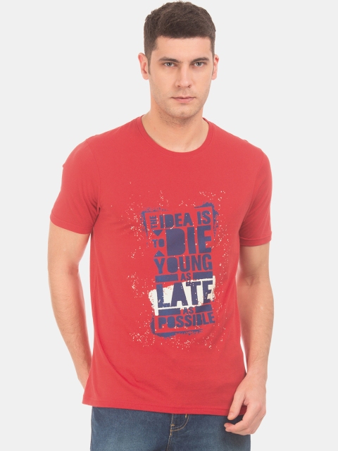 Colt Men Red Printed Round Neck T-shirt