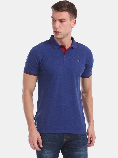 Ruggers Men Navy Blue Solid Polo Collar T-shirt