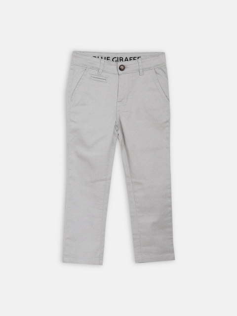 Blue Giraffe Boys Grey Regular Fit Printed Regular Trousers