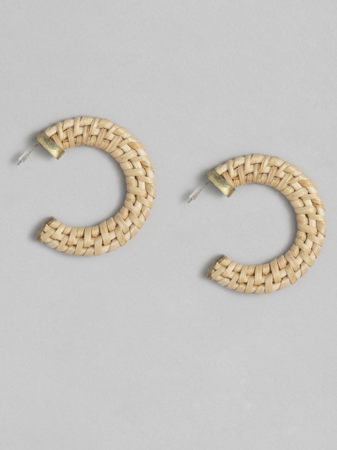 CORSICA Beige Gold-Plated Handcrafted Circular Half Hoop Earrings