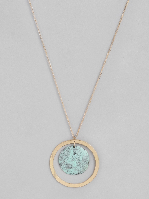 Corsica Gold-Plated & Mint Green Circular Design Necklace