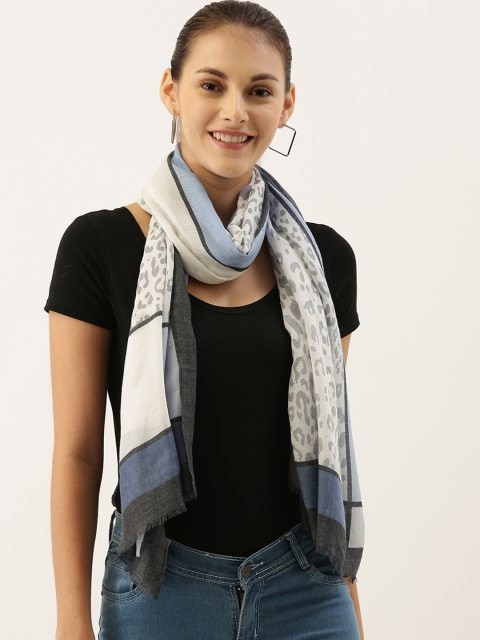 CORSICA Women Grey & Black Abstract Printed Scarf