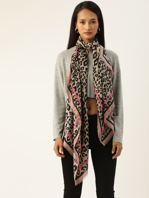 CORSICA Women Beige & Black Printed Scarf