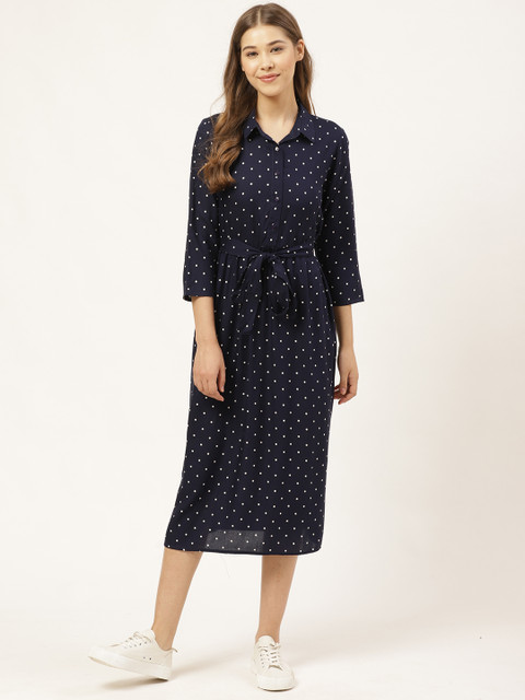 20Dresses Women Navy Blue & White Printed Shirt Dress 
20Dresses Women Navy Blue & White Printed Shirt Dress