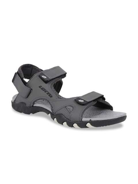 Lotto Men Grey & Black Erkia Sports Sandals