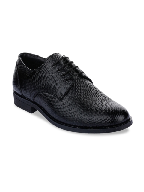 Liberty Men Black Textured Formal Derbys