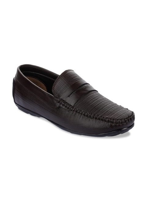 Liberty Men Brown Textured Formal Loafers