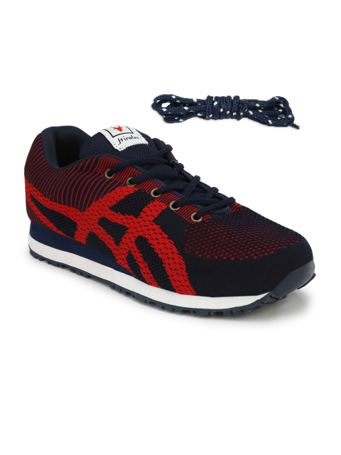 HIROLAS Men Blue Mesh Running Shoes