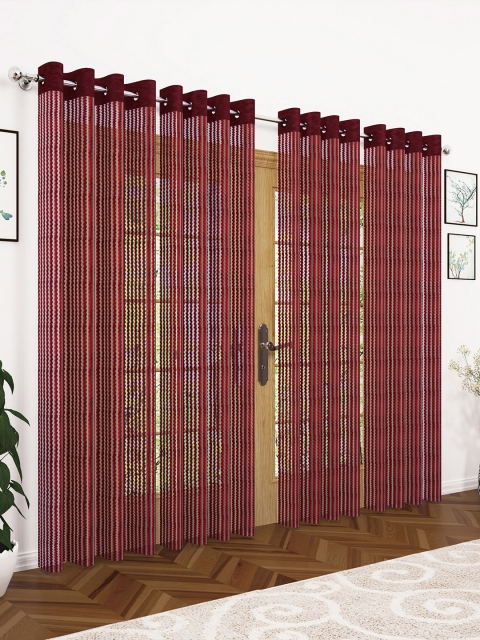 Story@home Red Set of 4 Sheer Door Curtains