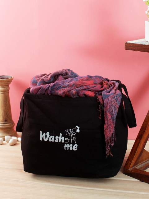Rajasthan Decor Black & White Printed Canvas Laundry Bag
