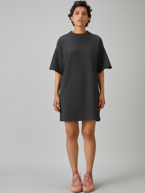 Bhaane Women Black Solid T-shirt Dress