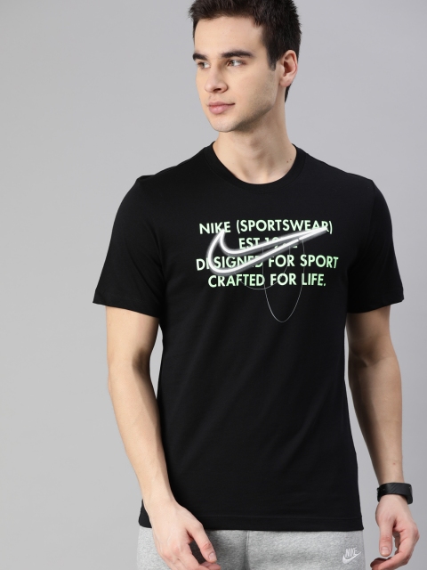 Nike Men Black Printed Round Neck T-shirt