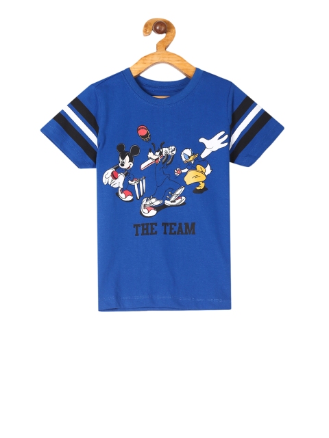 Colt Boys Blue Printed Round Neck Pure Cotton T-shirt