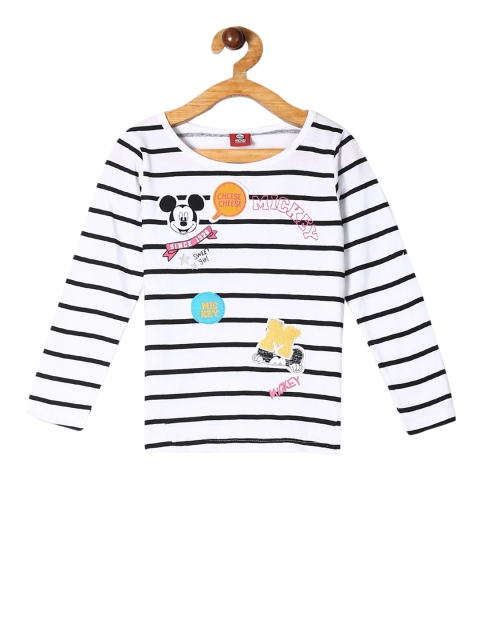 Colt Girls White & Black Striped Round Neck T-shirt