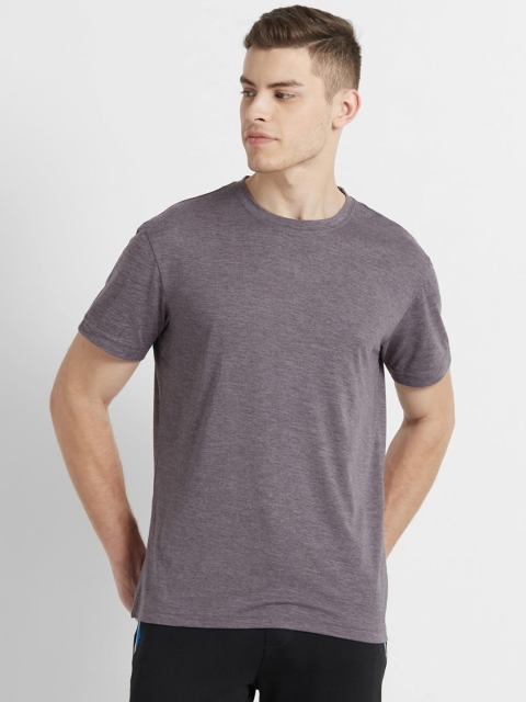 Jockey Men Grey Solid Round Neck T-shirt