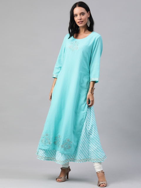 Soch Women Turquoise Blue Leheriya Printed Layered A-Line Fusion Kurta With Embroidery
Soch Women Turquoise Blue Leheriya Printed Layered A-Line Fusion Kurta With Embroidery