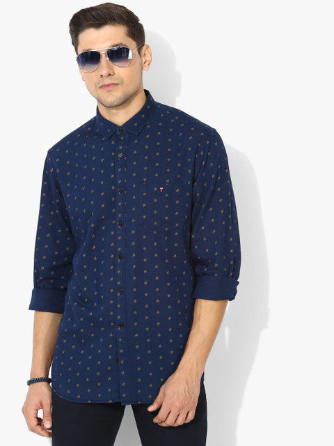 Louis Philippe Jeans Men Navy Blue & Beige Slim Fit Printed Pure Cotton Casual Shirt 
Louis Philippe Jeans Men Navy Blue & Beige Slim Fit Printed Pure Cotton Casual Shirt