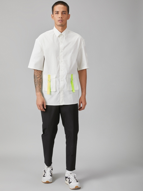 Bhaane Men White Boxy Solid Casual Shirt