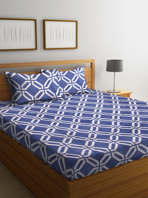 Home Sizzler Blue & Off-White Geometric 144 TC Polyester 1 King Bedsheet with 2 Pillow Covers
Home Sizzler Blue & Off-White Geometric 144 TC Polyester 1 King Bedsheet with 2 Pillow Covers