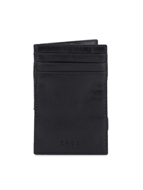 CRUST Men Black Solid Two Fold RFID Protected Leather Wallet