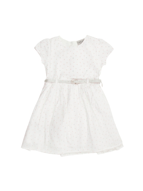 Cherokee Girls White Printed Fit and Flare Dress