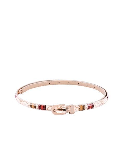 BuckleUp Women Beige & Pink Printed Belt