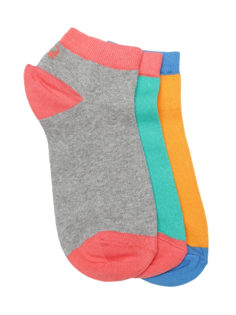Undercolors of Benetton Unisex Set of 3 Solid Ankle-Length Socks, Grey melange