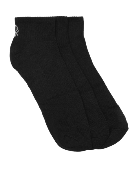 Undercolors of Benetton Unisex Pack of 3 Black Solid Above-Ankle Socks