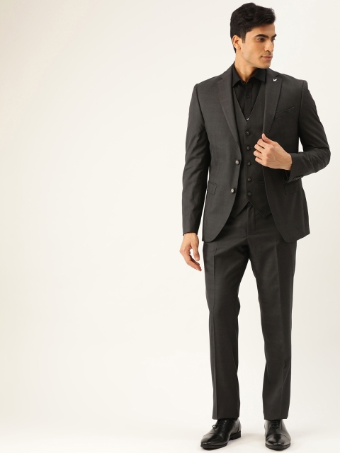Blackberrys Men Charcoal Grey Self-Striped Slim Fit Single-Breasted Three-Piece Suit
Blackberrys Men Charcoal Grey Self-Striped Slim Fit Single-Breasted Three-Piece Suit