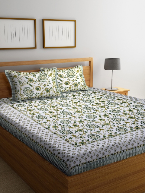 DREAM WEAVERZ White & Green Floral 300 TC Cotton 1 Queen Bedsheet with 2 Pillow Covers
DREAM WEAVERZ White & Green Floral 300 TC Cotton 1 Queen Bedsheet with 2 Pillow Covers