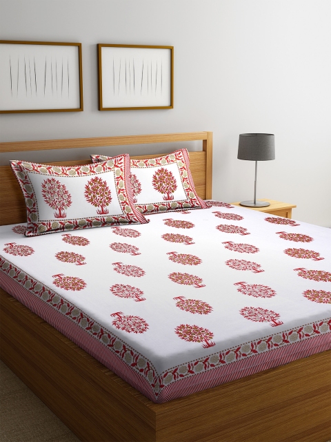 DREAM WEAVERZ White & Red Floral 300 TC Cotton 1 Queen Bedsheet with 2 Pillow Covers
DREAM WEAVERZ White & Red Floral 300 TC Cotton 1 Queen Bedsheet with 2 Pillow Covers