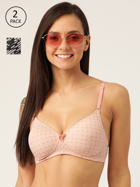 DressBerry Pack of 2 Printed Non-Wired Lightly Padded T-shirt Bras DB-PPP-BRA-030, Pink
DressBerry Pack of 2 Printed Non-Wired Lightly Padded T-shirt Bras DB-PPP-BRA-030, Pink