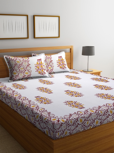 DREAM WEAVERZ White & Yellow Floral 300 TC Cotton 1 Queen Bedsheet with 2 Pillow Covers
DREAM WEAVERZ White & Yellow Floral 300 TC Cotton 1 Queen Bedsheet with 2 Pillow Covers
