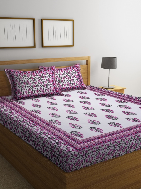DREAM WEAVERZ White & Pink Ethnic Motifs 300 TC Cotton 1 Queen Bedsheet with 2 Pillow Covers
DREAM WEAVERZ White & Pink Ethnic Motifs 300 TC Cotton 1 Queen Bedsheet with 2 Pillow Covers
