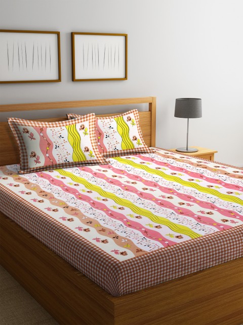 DREAM WEAVERZ White & Yellow Floral 300 TC Cotton 1 Queen Bedsheet with 2 Pillow Covers
DREAM WEAVERZ White & Yellow Floral 300 TC Cotton 1 Queen Bedsheet with 2 Pillow Covers