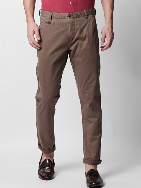 RARE RABBIT Men Brown Slim Fit Solid Regular Trousers 
RARE RABBIT Men Brown Slim Fit Solid Regular Trousers