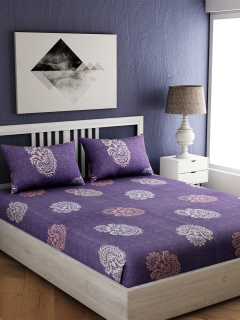 EverHOME Purple & Peach-Coloured Ethnic Motifs 144 TC Cotton 1 King Bedsheet with 2 Pillow Covers
EverHOME Purple & Peach-Coloured Ethnic Motifs 144 TC Cotton 1 King Bedsheet with 2 Pillow Covers