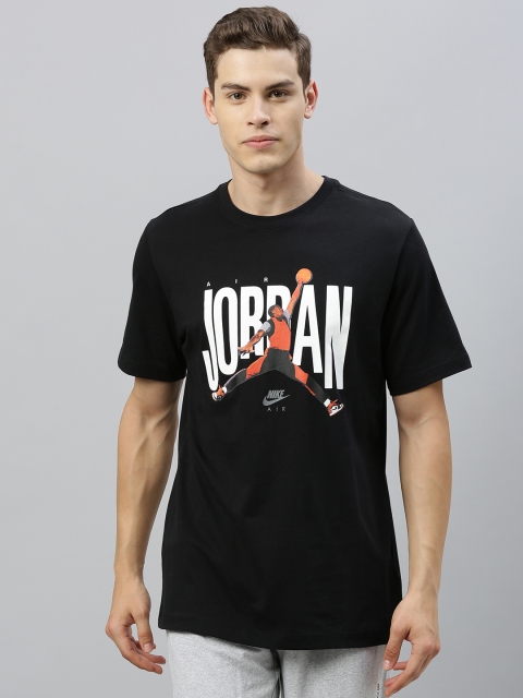 Nike Men Black Michael Jordan Printed Round Neck DFCT SS CREW Active T-shirt