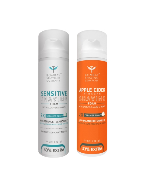 Bombay Shaving Company Pack Of 2 Apple Cider Vinegar Shaving Foam & Sensitive Foam 528 gm, White
Bombay Shaving Company Pack Of 2 Apple Cider Vinegar Shaving Foam & Sensitive Foam 528 gm, White
