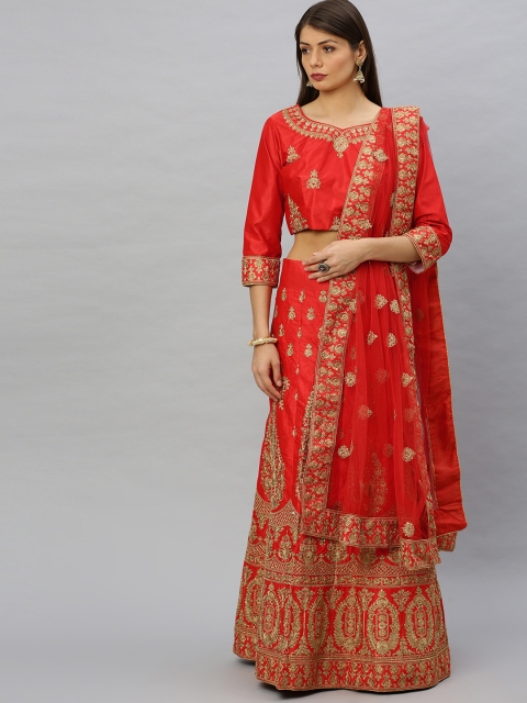 SHAVYA Red & Gold-Toned Embellished Ready to Wear Lehenga & Unstitched Blouse with Dupatta
SHAVYA Red & Gold-Toned Embellished Ready to Wear Lehenga & Unstitched Blouse with Dupatta