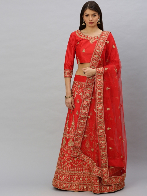 SHAVYA Red & Gold-Toned Embellished Ready to Wear Lehenga & Unstitched Blouse with Dupatta
SHAVYA Red & Gold-Toned Embellished Ready to Wear Lehenga & Unstitched Blouse with Dupatta