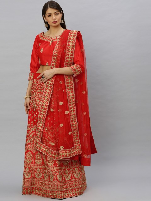SHAVYA Red & Beige Embellished Ready to Wear Lehenga & Unstitched Blouse with Dupatta
SHAVYA Red & Beige Embellished Ready to Wear Lehenga & Unstitched Blouse with Dupatta