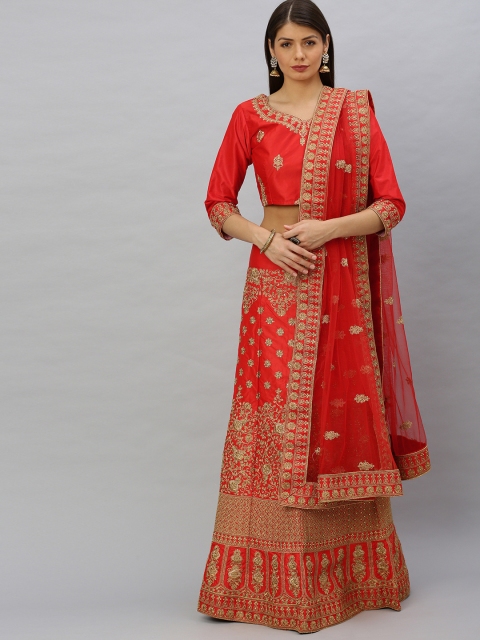 SHAVYA Red & Gold-Toned Embellished Ready to Wear Lehenga & Unstitched Blouse with Dupatta
SHAVYA Red & Gold-Toned Embellished Ready to Wear Lehenga & Unstitched Blouse with Dupatta