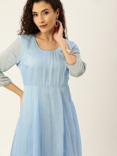 Taavi Women Blue Solid Woven Legacy A-Line Ankle Length Sustainable Kurta with Tie-Up Detail
Taavi Women Blue Solid Woven Legacy A-Line Ankle Length Sustainable Kurta with Tie-Up Detail