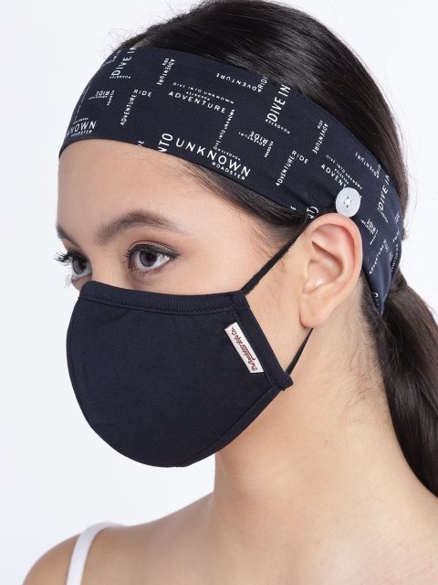 Roadster Women Navy 3-Ply Reusable Anti-Microbial Outdoor Mask with Printed Headband, Navy blue
Roadster Women Navy 3-Ply Reusable Anti-Microbial Outdoor Mask with Printed Headband, Navy blue