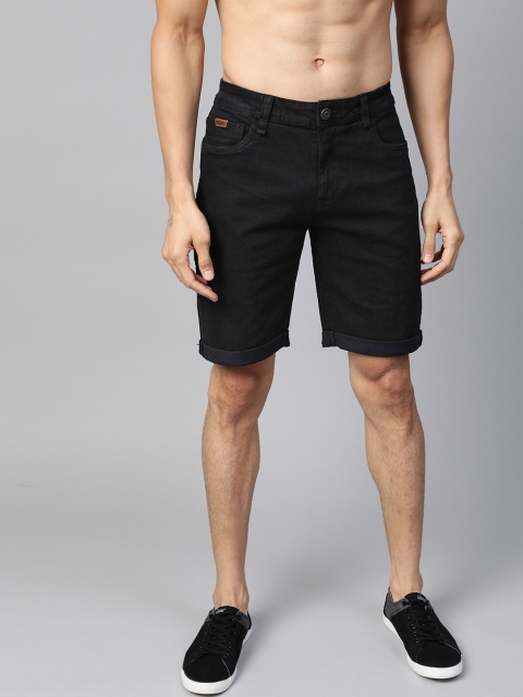 Roadster Men Black Solid Regular Fit Denim Shorts